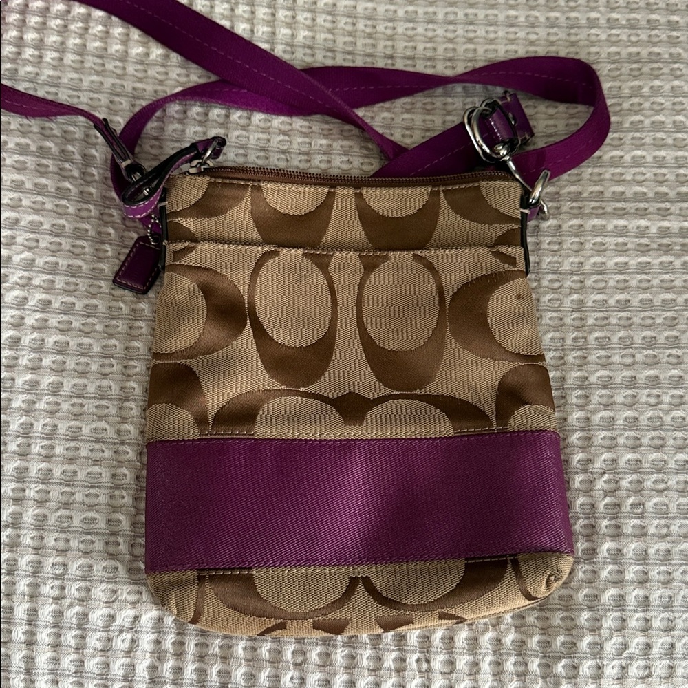 Coach Tan and Purple Crossbody Bag - Picture 4 of 5
